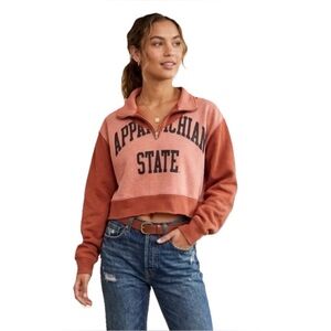 REDONE Orange Upcycled Appalachian State Sweatshirt Crop Half Zip Size XS/S
